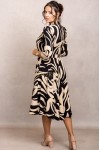 Rochie office Shila crem cu maneci 3/4 si funda decorativa